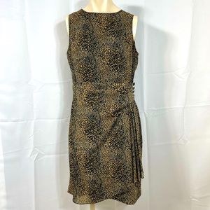 Vintage Sexy Dress Cocktail Career Leopard Cheetah Print Sleeveless Side Ruching